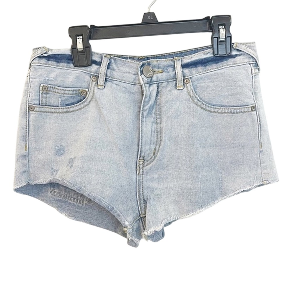 Free People Light Wash Distressed Cut Off Denim Shorts Women Size 30 Cotton